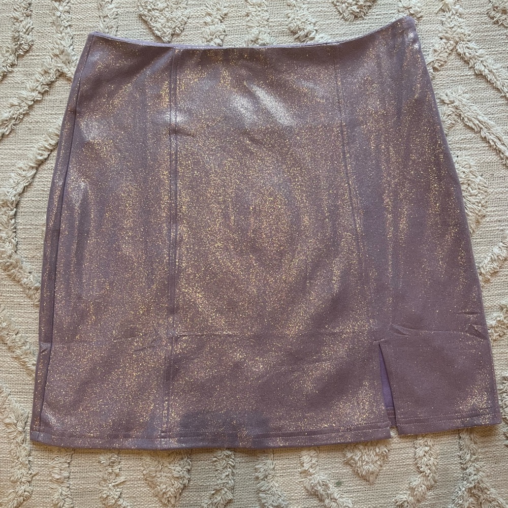 Main strip Purple gold/silver/champagne sparkle mini skirt medium M boutique